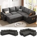 108” Modular Sectional Sofa with Pull Out Bed, Sleeper Sofa